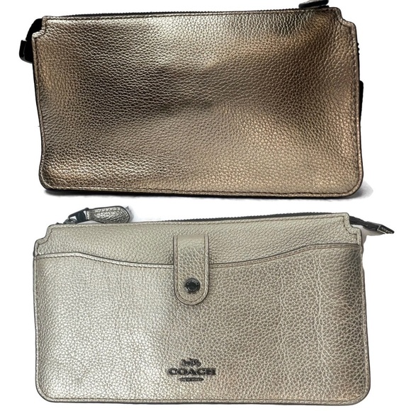 Coach Gold Metallic Market Tote F76776 & Wallet 22882 Clutch Set - Picture 13 of 16